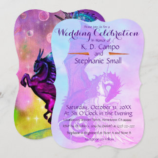 Mariage Unicorn Célébration Invitation Dragon Roug