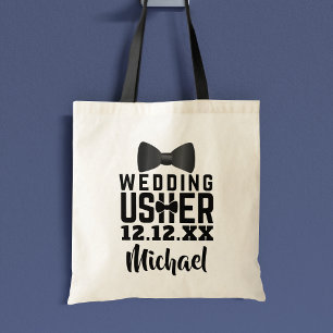 Mariage Usher Cadeau Black Bow Cravate Nom Sac fou