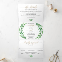 Mariage verdoyant d'or Invitations à trois volets