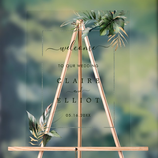 Mariage vert du feuillage tropical Bienvenue (Neutre)