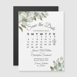 Mariage vert Enregistrer la date Calendrier Magnet