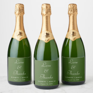 Mariage vert olive élégant étiquettes de vin