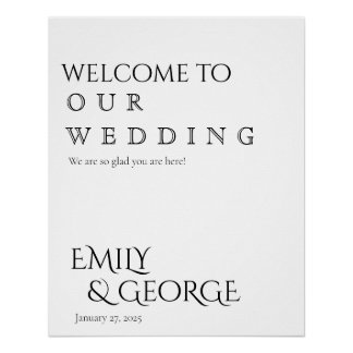 Mariage vertical classique simple Affiche de bienv