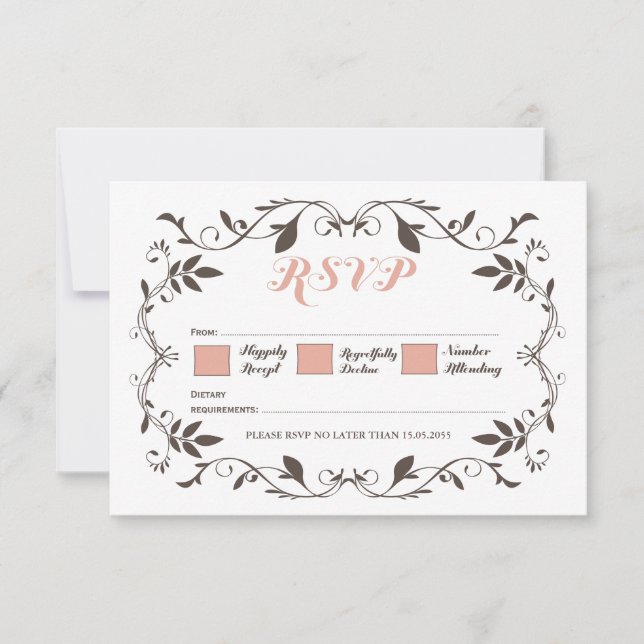 Mariage victorien vintage élégant RSVP (Devant)