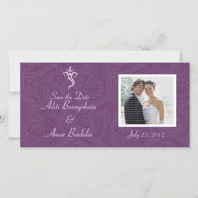 Mariage Vighneshvara Enregistrer la date Carte pho (Devant)