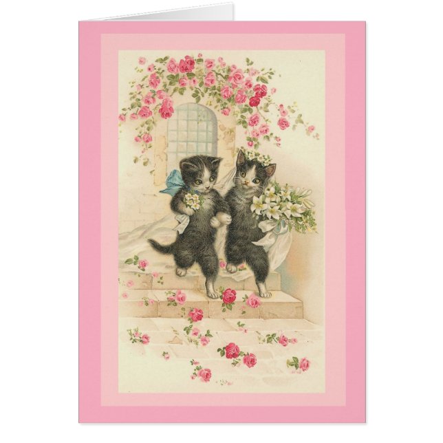 Mariage vintage Card Cats (Devant)