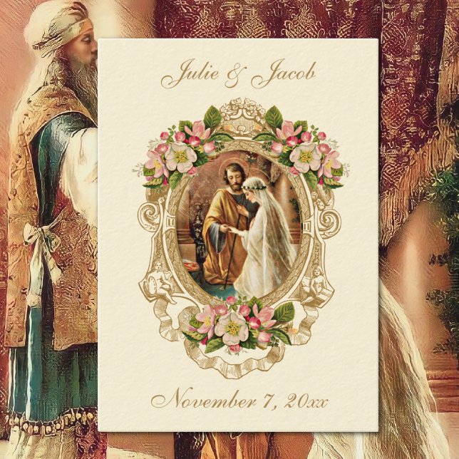 Mariage vintage Carte Sainte catholique traditionn (Créateur téléchargé)