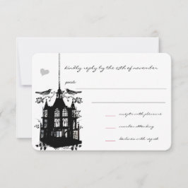 Mariage vintage d'Accent rose d'Oiseau Noir RSVP