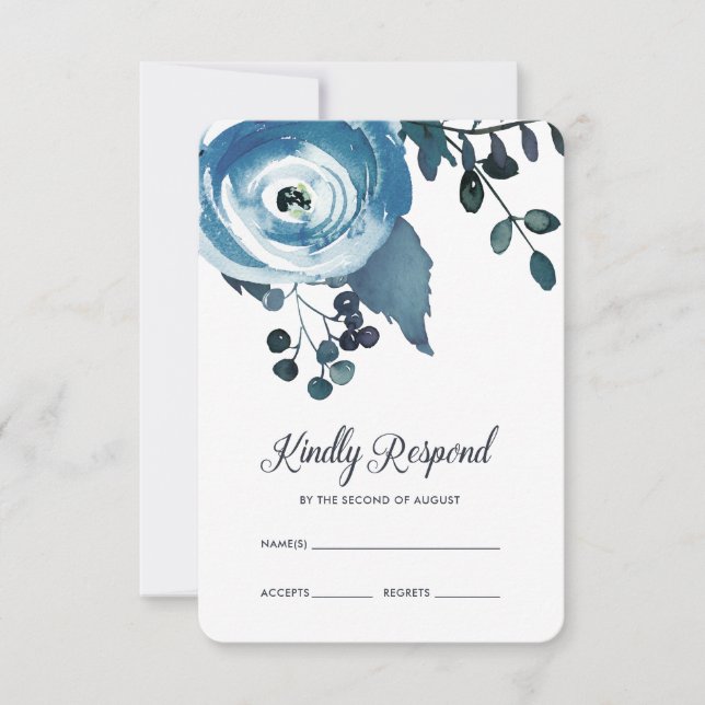 Mariage vintage d'aquarelle fleurie inspirée RSVP (Devant)