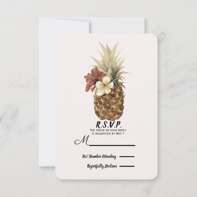 Mariage vintage d'hibiscus d'ananas tropicale RSVP (Devant)