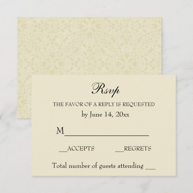 Mariage vintage élégant RSVP Ecru Lace (Devant / Derrière)