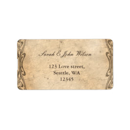 mariage vintage, étiquette d'adresse de retour