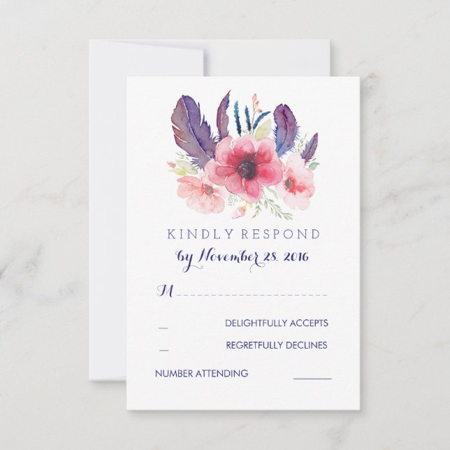 Mariage vintage Floral Boho RSVP (Devant)