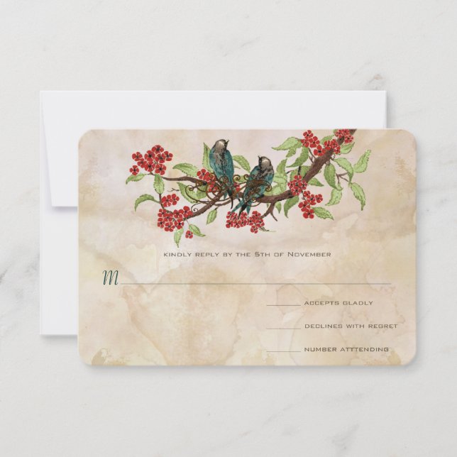 Mariage vintage Inséparables Tea Stain RSVP (Devant)