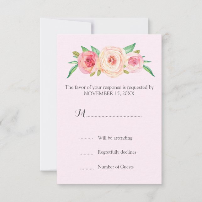 Mariage Vintage rose vif RSVP (Devant)