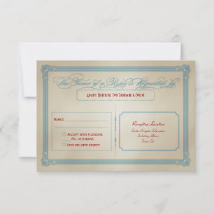 Mariage Vintage Rouge Blanc & Bleu Cartes RSVP à p