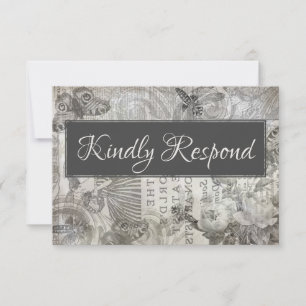 Mariage Vintage RSVP Gris Antique & Blanc