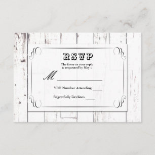 Mariage Vintage Shabby Chic White Wood Barn RSVP