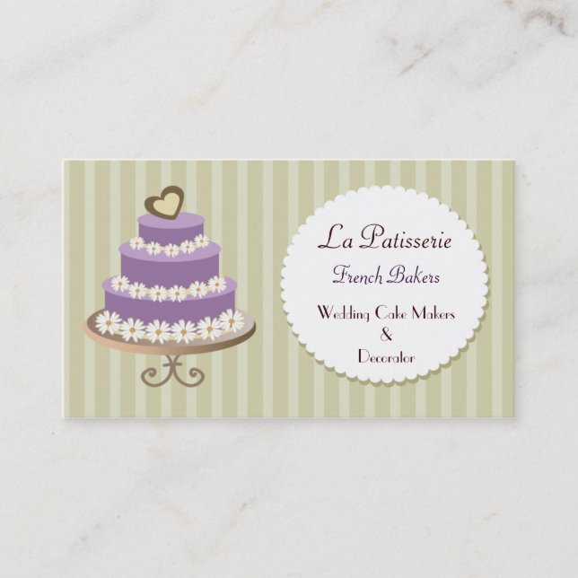 mariage violet Cake fabricants cartes de visite (Devant)