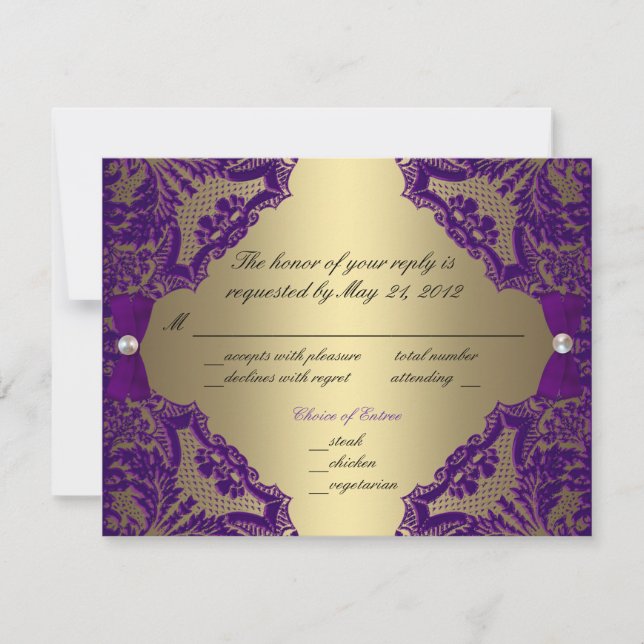 Mariage violet et or RSVP (Devant)