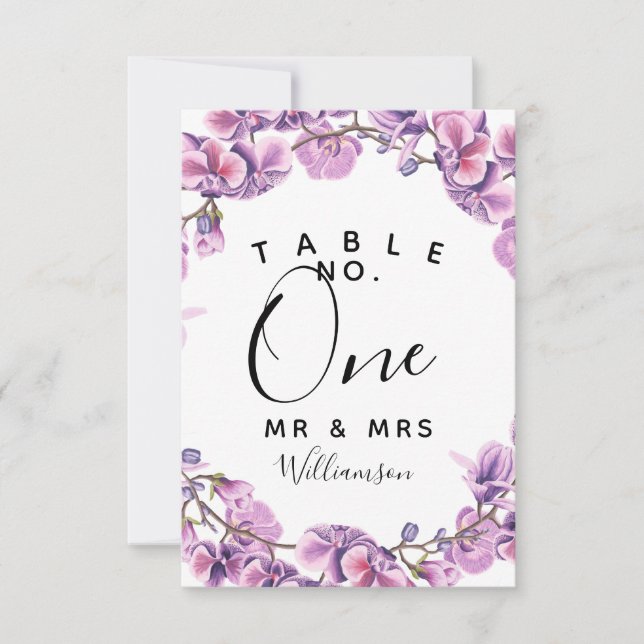 mariage violet Numéro de table partie/mariage (Devant)