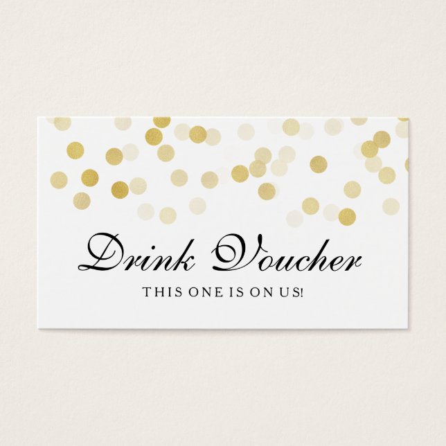 Mariage Voucher Boisson Faux Gold Foil Parties sci (Devant)