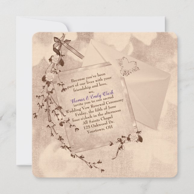 Mariage Vow Renewal invitation de style ancien  (Devant)