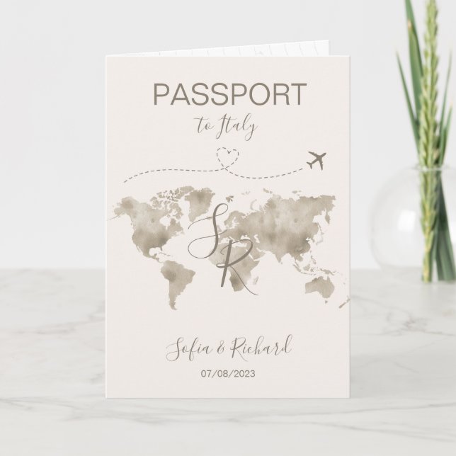 Mariage Voyage Destination Passport Carte du monde (Devant)