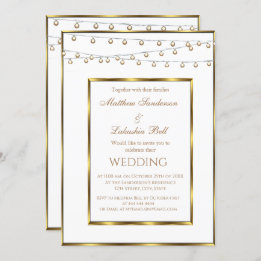 Mariage White Gold Fairy Lights Invitation