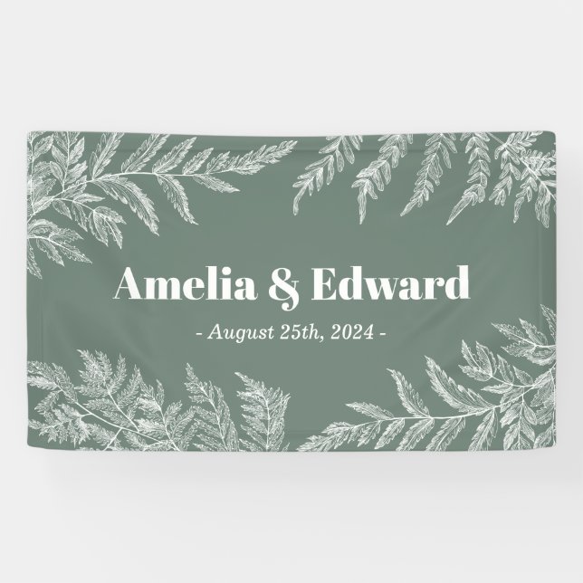 Mariage Woodland Fern Bienvenue Bannière verte (Horizontal)