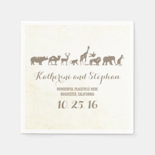 mariage zoo ou safari serviettes en papier de la f