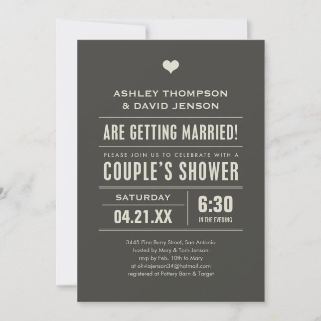 Mariages Couples Showwwwwwwwwwers Invitations de g (Devant)