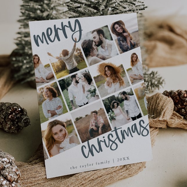 MARIAH Blue Fun Family Multi Foto Weihnachten (MARIAH Blue Fun Family Multi Photo Christmas Holiday Card)