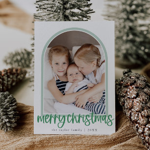 MARIAH Green Arch Family Foto Frohe Weihnachten