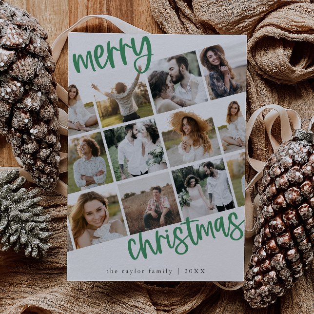 MARIAH Green Fun Family Multi Foto Weihnachten (MARIAH Green Fun Family Multi Photo Christmas Holiday Card)