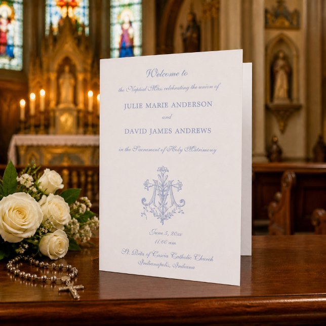 Marian Blue Cross Katholic Wedding Program (Von Creator hochgeladen)
