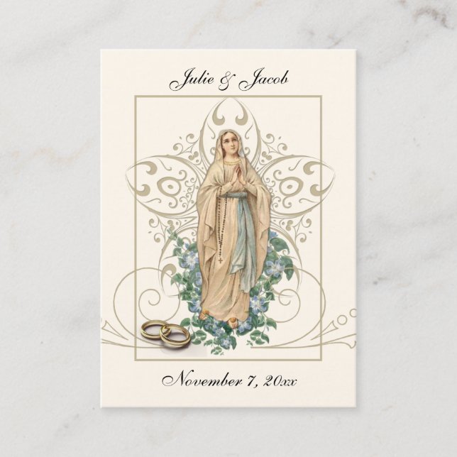 Marian Katholic Gastgeschenk Hochzeit Holy Card Visitenkarte (Vorderseite)