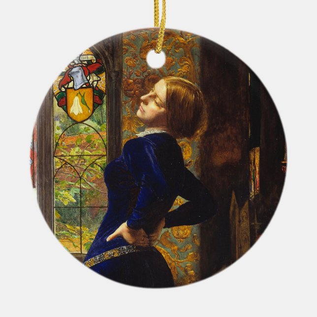 Mariana, c 1851 von Sir John Everett Millais Keramik Ornament (Vorne)