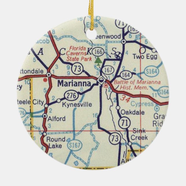 Marianna FL Vintage Karte Keramik Ornament (Hinten)