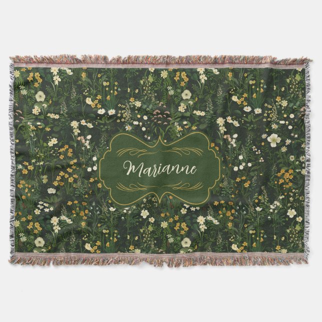 Marianne Dark Daisy Floral Decke (Vorderseite)