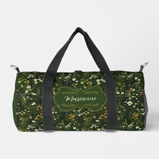 Marianne Dark Daisy Floral Duffle Bag (Vorderseite)