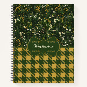Marianne Dark Daisy Floral Kariert Deluxe Notizbuch