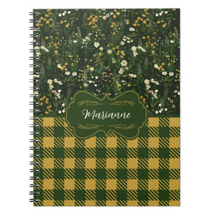 Marianne Dark Daisy Floral Kariert Notizblock
