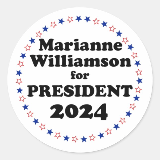 Marianne Williamson für Präsident 2024 Runder Aufkleber (Vorderseite)