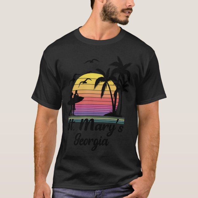 Marias georgisches Seebad Retro Sunset T-Shirt (Vorderseite)