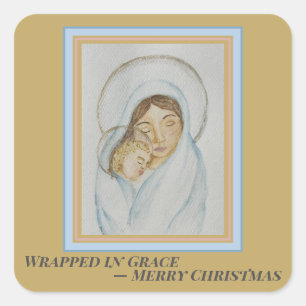 Marias Weihnachten Quadratischer Aufkleber