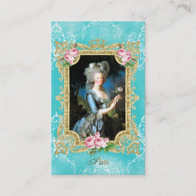 MarieアントワネットLe Brun Blueのダマスク織の名刺 Visitenkarte (Vorderseite)
