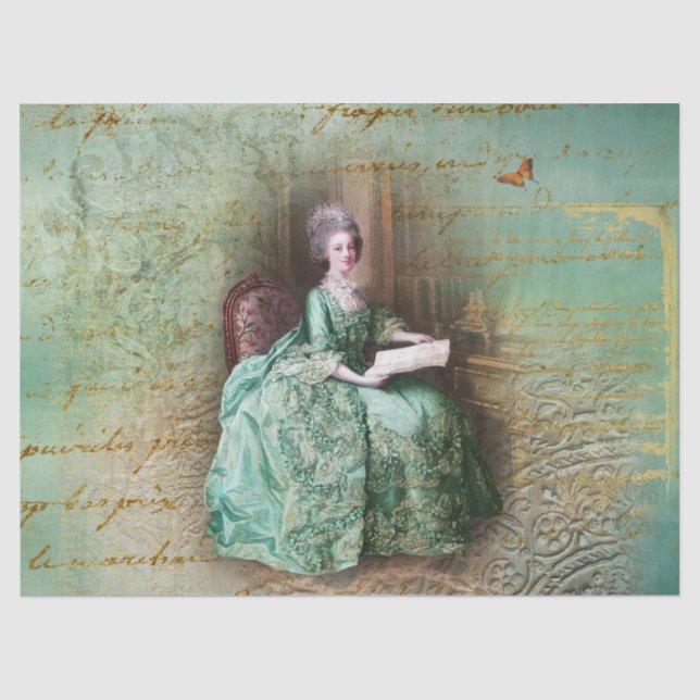 Marie Antoinette Aquamarin Tissue Paper Seidenpapier (Vorderseite)