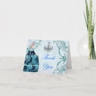 Marie Antoinette Bella Carte de remerciements bleu