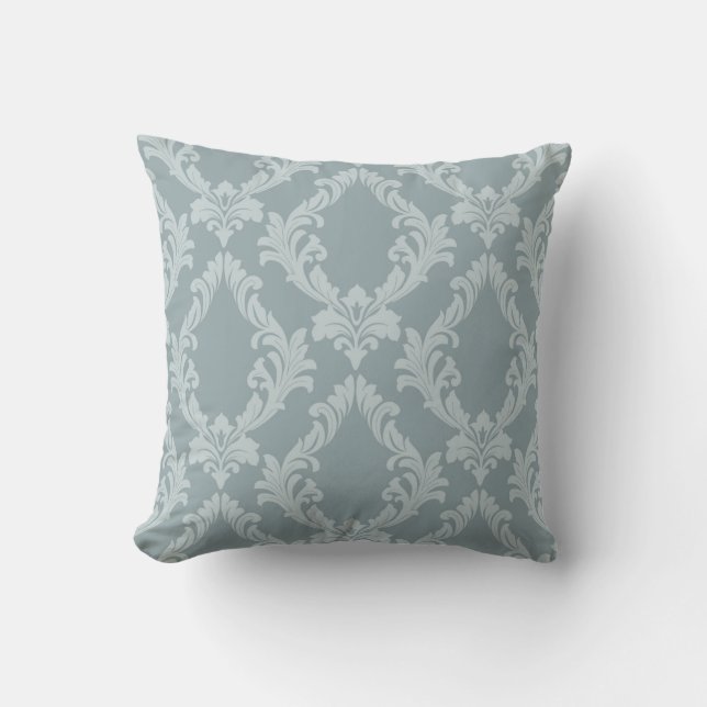 Marie-Antoinette-Blaue-Damast inspiriert Kissen (Vorderseite)